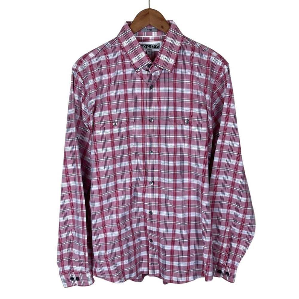 BF1525 Men’s Express Brand FITTED Business Casual Button Shirt 17-17.5 XL
